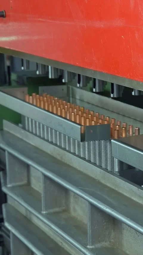 Dynamic Copper Pipe Craft Automated Industrial Bending and Cutting Stock Footage 344607769
