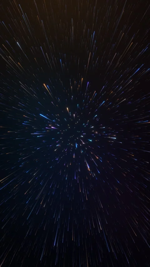 Dynamic Cosmic Light Rays Zooming Through Deep Space in Glowing Colors Stock Footage 314223084