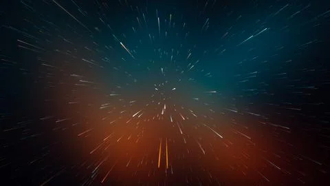 Dynamic Cosmic Light Rays Zooming Through Deep Space in Glowing Colors Stock Illustration