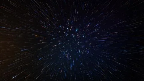 Dynamic Cosmic Light Rays Zooming Through Deep Space in Glowing Colors Stock Illustration