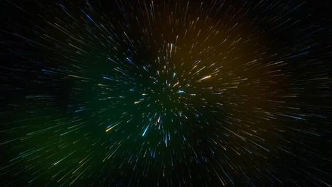 Dynamic Cosmic Light Rays Zooming Through Deep Space in Glowing Colors Stock Illustration