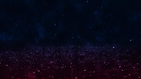 Dynamic cosmic rain of sparkling blue and magenta lights falling down in a dark, Stock Footage 321386135