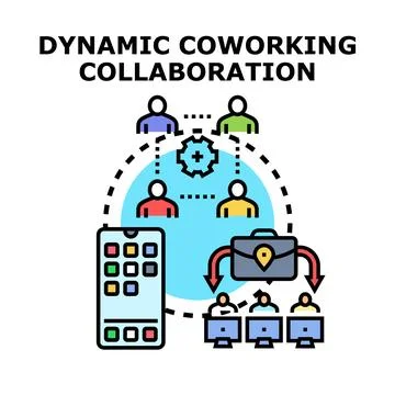 Dynamic coworking collaboration vector concept illustration イラスト素材