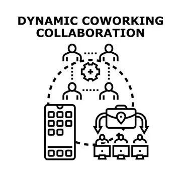Dynamic coworking collaboration vector concept illustration Stock Illustration