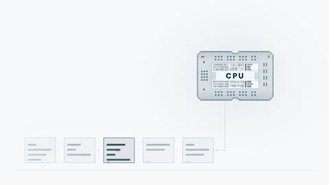 Dynamic CPU Chip Animation with Pipeline Stages Featuring Soft Background and De Stock Footage 340534275
