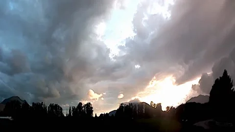  Dynamic Crepsecular Rays Cumulus Sunset Stock Footage 145043420