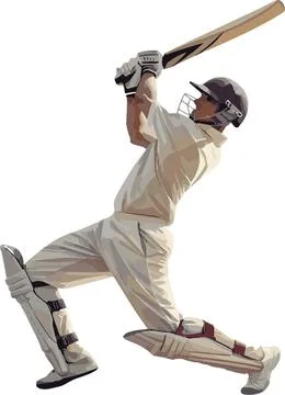 Dynamic Cricket Action in Vector Art Stock Illustration