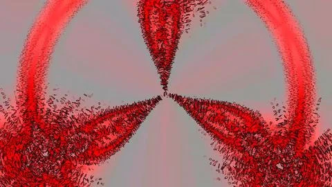 Dynamic crimson particles dance in glowing, mirror Stock Illustration