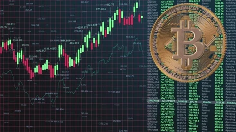 Dynamic Cryptocurrency Market Analysis with Bitcoin Trends and Fluctuations Stock Footage 321325223