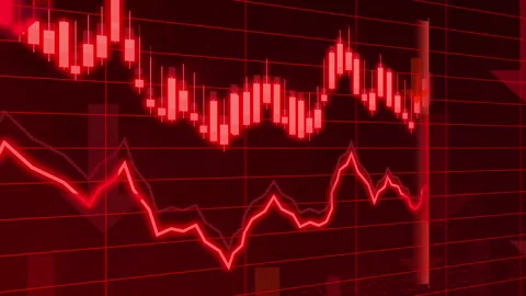 Dynamic cryptocurrency trading chart with red indicators Vídeos de archivo 328169849
