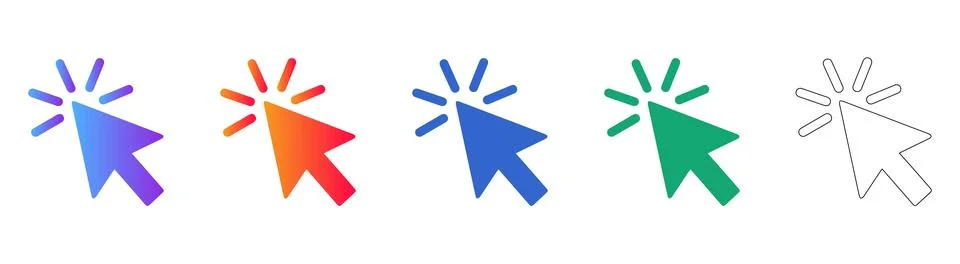 Dynamic Cursor Click Icons for Digital Interfaces Illustrazione stock