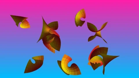 Dynamic Curved Ribbon Morphing Animation on Gradient Stock Footage 340131762