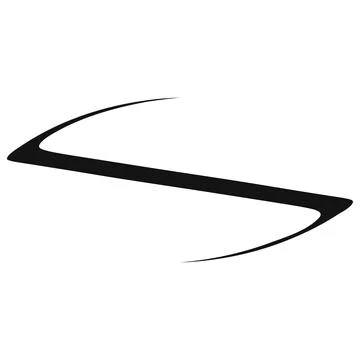 Dynamic curved swoosh shape fluid motion streamlined silhouette black emblem Stock Illustration
