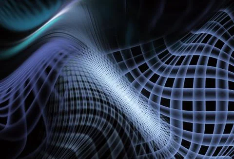 Dynamic curves ands blur pattern. Fractal graphics. Science and technology co Stock Illustration