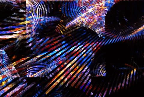 Dynamic curves ands blur pattern. Fractal graphics. Science and technology co Stock Photos