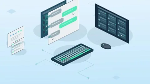 Dynamic customer support helpdesk animation with vibrant colors and engaging mot Stock Footage 339752418