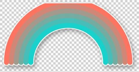 Dynamic cute rainbow with clouds sticker with white border transparent PNG Stock Photos