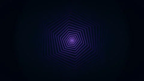 Dynamic cyan neon hexagonal grid loop revealing abstract tech data patterns. Stock Footage 336836742