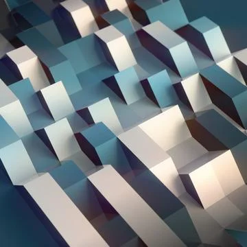 Dynamic Cyberpunk 3D Abstract Sharp Geometric Neon Fractal Stock Illustration