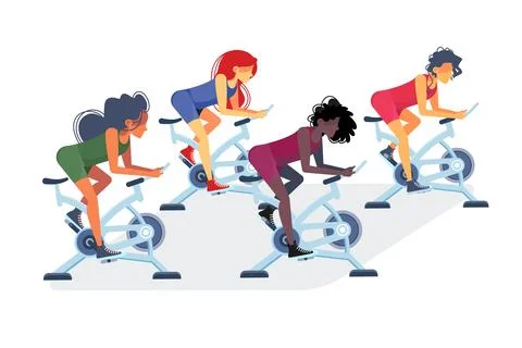 Dynamic Cycling Class Scene Illustrazione stock