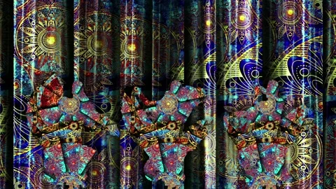 Dynamic dance in folk style. Animation of the contours of the dancer against the Video stock 166829720