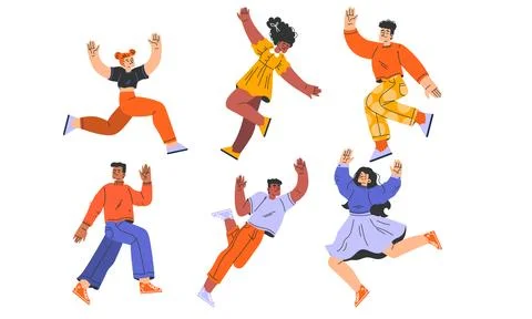 Dynamic Dance Illustrations Featuring Cheerful and Joyful Characters Dressed in Stock Illustration