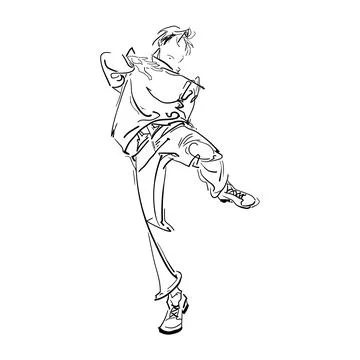 Dynamic dancer showcasing skills in hip hop style with expressive movement .. Illustrazione stock