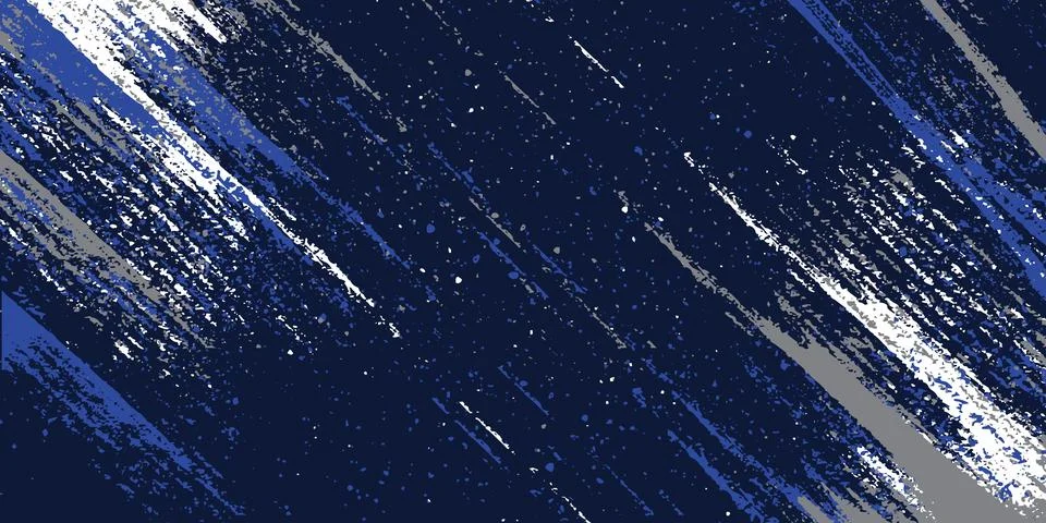 Dynamic dark blue abstract background with diagonal brush strokes in white and Stock Illustration