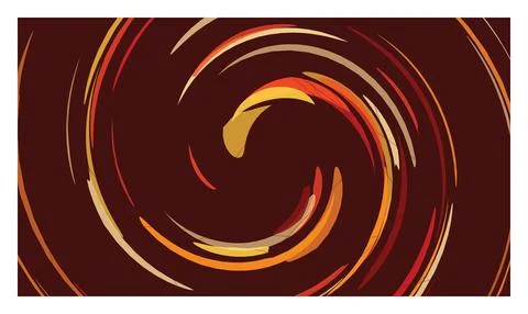 Dynamic dark brown vector background with circular orange and yellow swirli.. 库存插图