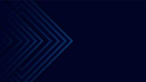 Dynamic Dark Navy Blue Background with Glowing Geometric Chevron Arrows. Stock Illustration