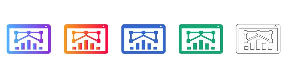 Dynamic Data Modeling Chart Icons Stock Illustration
