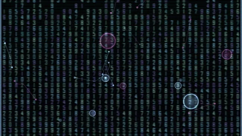 Dynamic Data Network Visualization Nodes, Circuits And Binary Matrix 库存影片 319761729