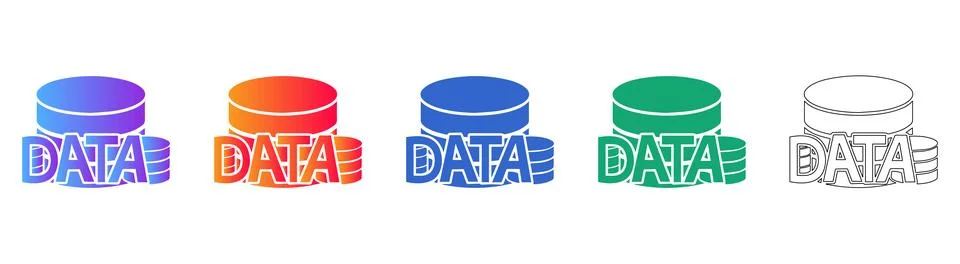 Dynamic Data Storage Icon Collection for Digital Information Systems Stock Illustration