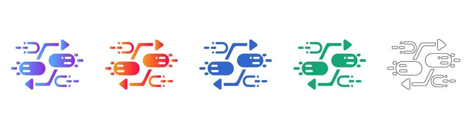 Dynamic Data Transfer Icon Set 스톡 일러스트