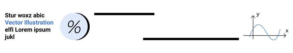 Dynamic Data Visualization with Percentage Symbol and Line Graph Stock Illustration