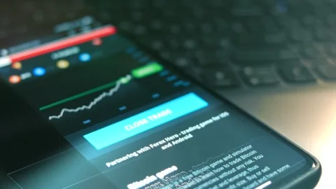 Dynamic data visuals for animated charts on mobile phone screen. Buying coins Stock Footage 249898818