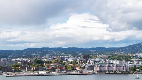 Dynamic Daytime Timelapse of Oslo City and Harbor with UHD Clarity Stock Footage 309564496