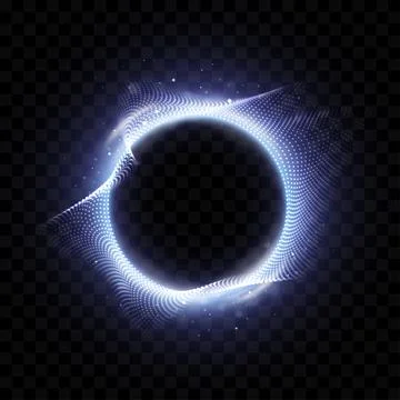 Dynamic deformed circle shape of the particles. Elegant glowing circles from 스톡 일러스트