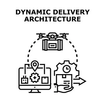 Dynamic delivery architecture concept for efficient logistics 스톡 일러스트