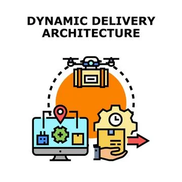 Dynamic delivery architecture concept for efficient logistics Stock Illustration