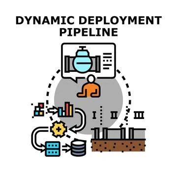 Dynamic deployment pipeline automating software delivery process Illustrazione stock
