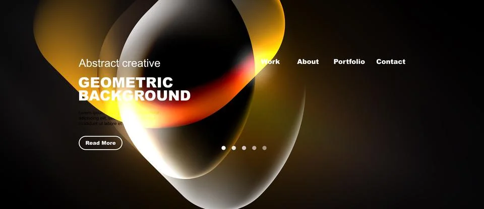 Dynamic design features flowing shapes, warm colors, text elements. Modern Stock Illustration