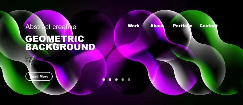 Dynamic design features flowing shapes, vibrant colors, text overlays. Modern Stock Illustration