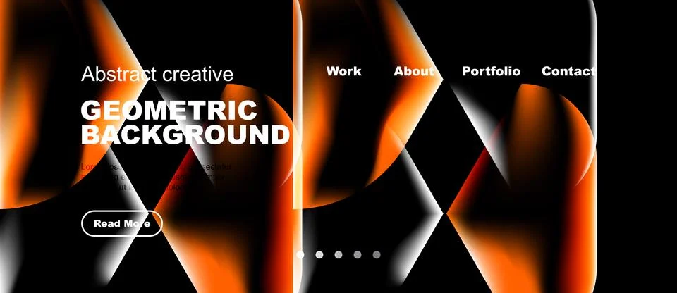 Dynamic design features geometric shapes, vibrant orange hues, dark backgroun Stock Illustration