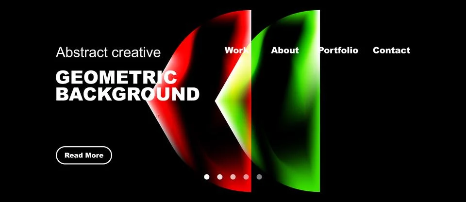 Dynamic design features vibrant curves, bold text, minimal navigation. Modern Stock Illustration