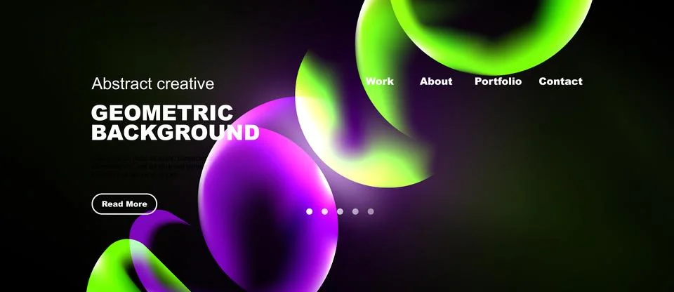 Dynamic design features vibrant gradients, shapes. Website mockup includes Ilustração Stock