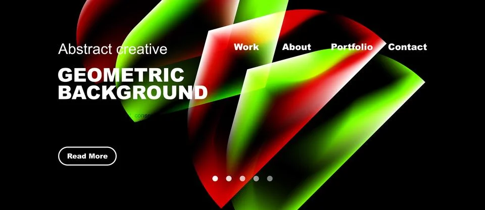 Dynamic design features vibrant gradients, geometric shapes, text overlays. Stock Illustration