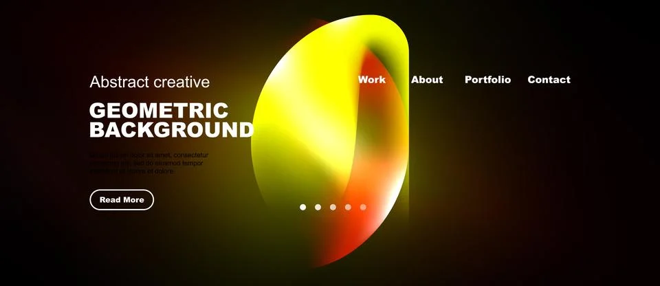Dynamic design features vibrant gradients, geometric shapes, text elements. Stock Illustration