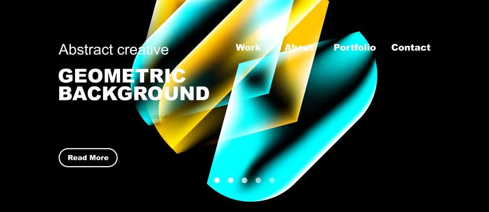 Dynamic design features vibrant gradients, geometric shapes, text elements. Stock Illustration
