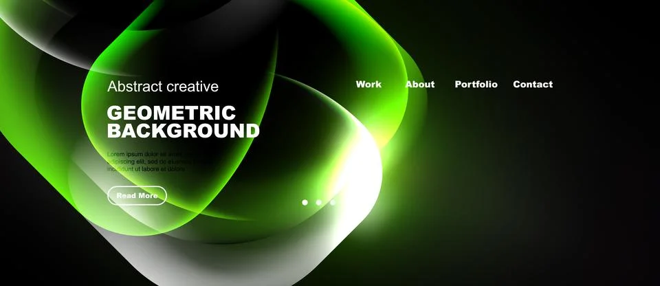 Dynamic design features vibrant green, white curves over black backdrop. Text Stock Illustration